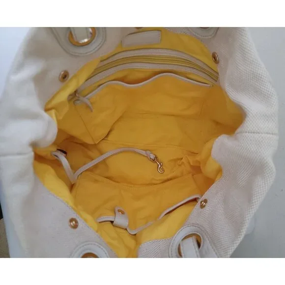 DOONEY & BOURKE Women's Cream Canvas Shopper Tote Bag Leather Handles - Picture 8 of 15